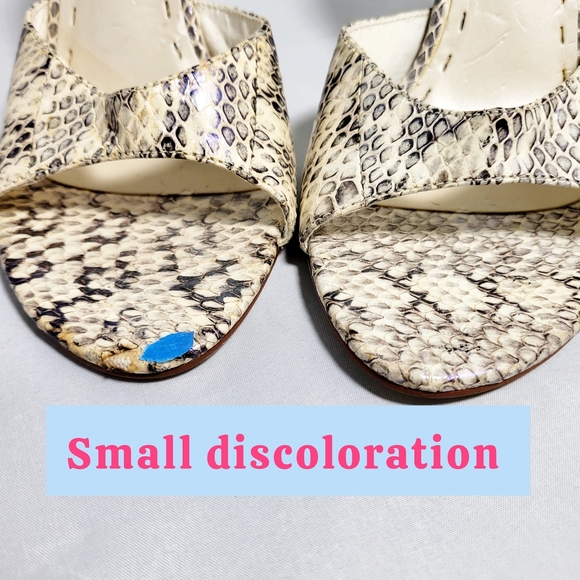 Steve Madden Snakeskin and Wood Women's Sandals Minor Flaw - Picture 5 of 13